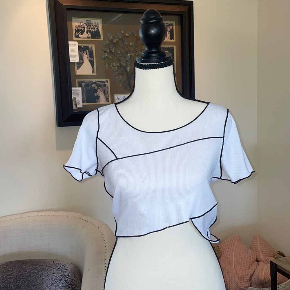 White and Green Crop Tops